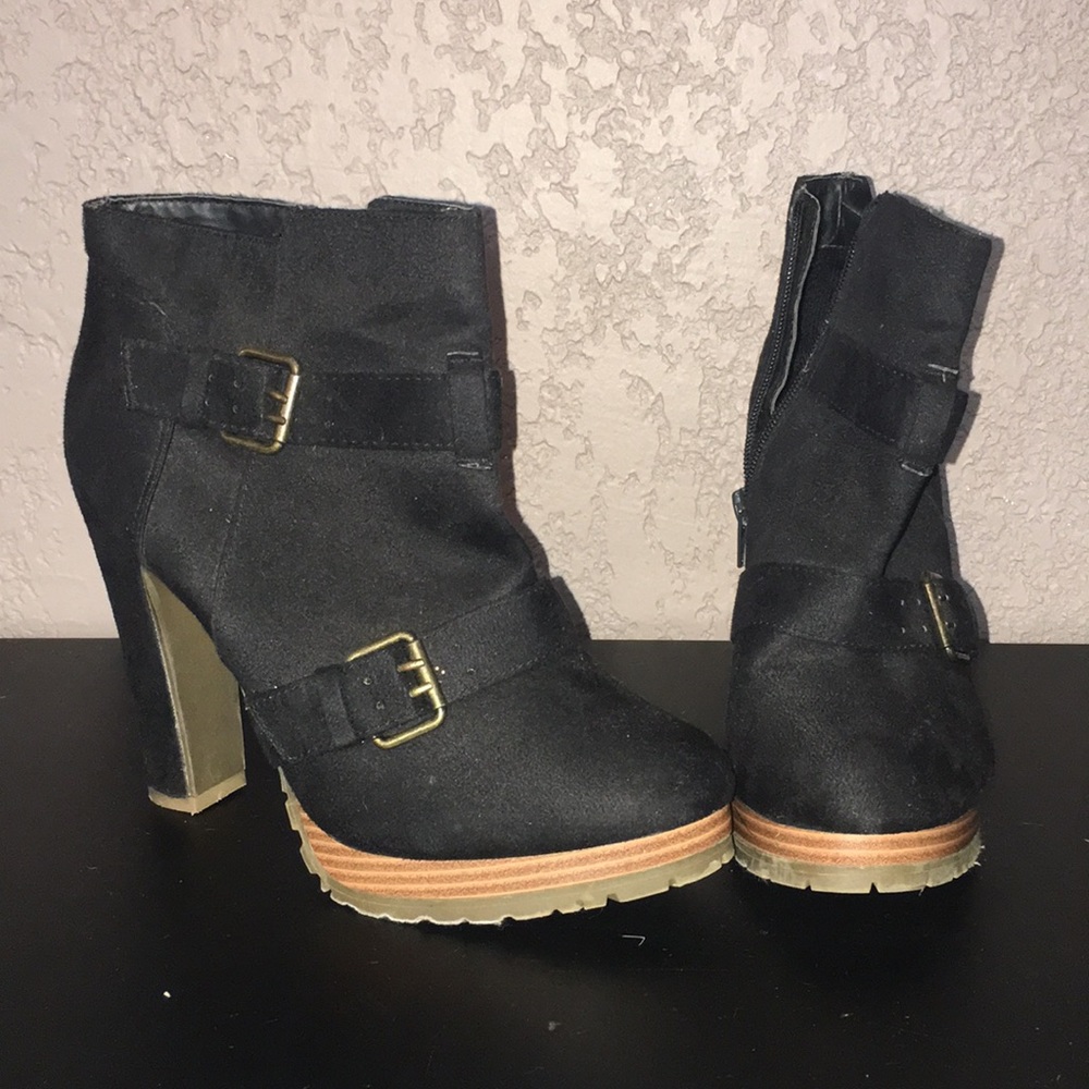 Black velvet booties
